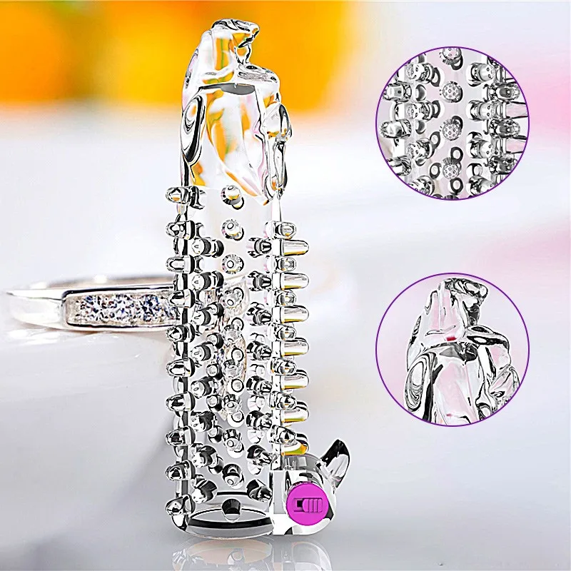 Вибрирующий рукав для пениса - секс-игрушка для мужчин мастурбатор Кристалл Переиспользуемый увеличитель Задержка Кольцо пениса Стимуляция точки G Вагина.