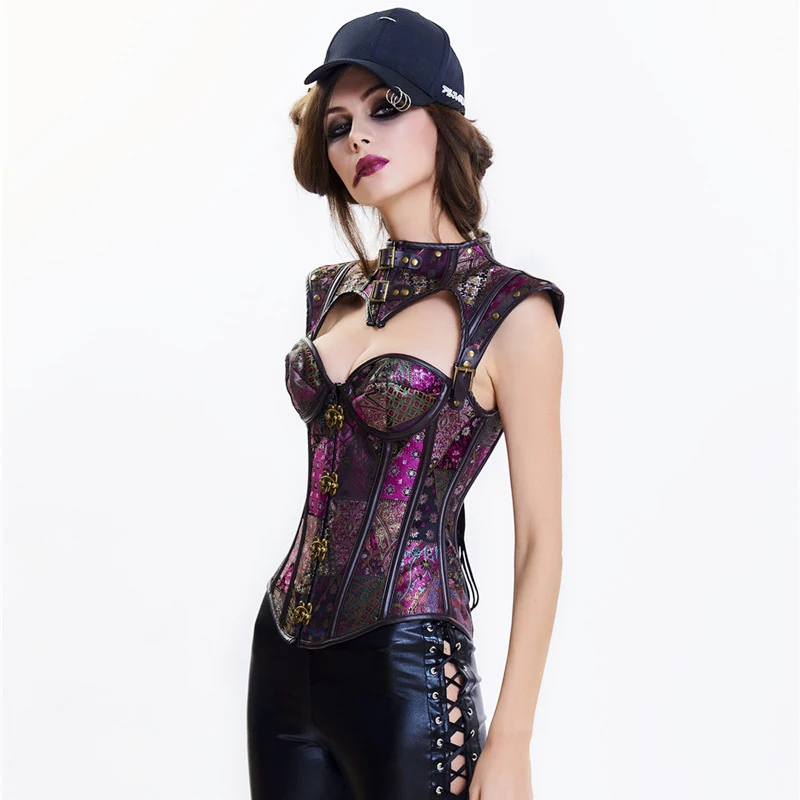 Готический корсет в стиле стимпанк ажурное бюстье Женский Ретро облегающий топ с