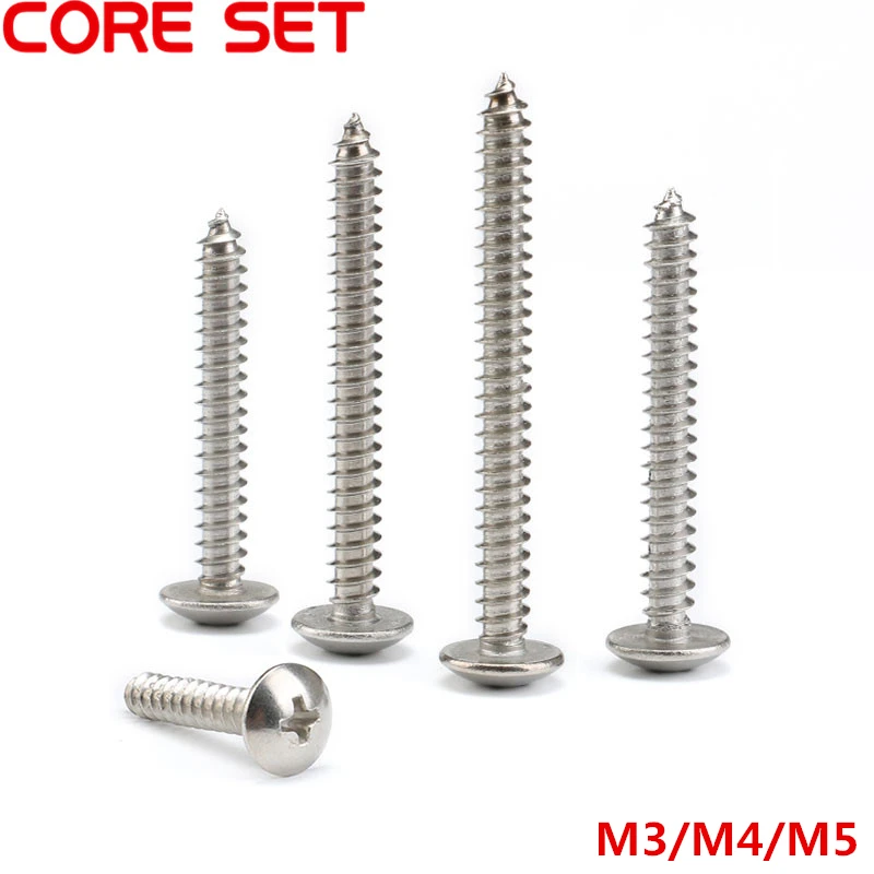 

50 шт. M3 M4 M5 304 Нержавеющая сталь большой плоской головкой ферменной конструкции Самонарезающий винт крест круглый крестовой ферменной конс...