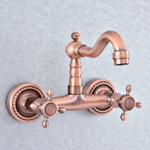 Antique Red Copper Brass Wall Mounted Kitchen Wet Bar Bathroom Sink
Faucet Swivel Spout Mixer Tap Dual Cross Handles asf858 41.99 USD