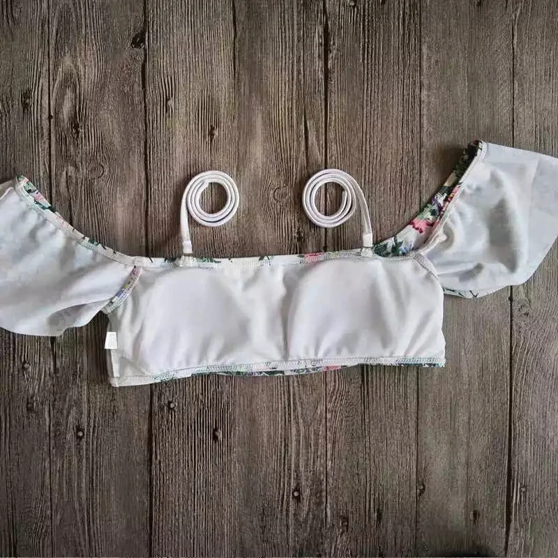 

Women Swimsuit Bikini Set High Waist Sexy Padded Swimwear Summer Two Piece Ruffle Beachwear Floral Bathing Suit