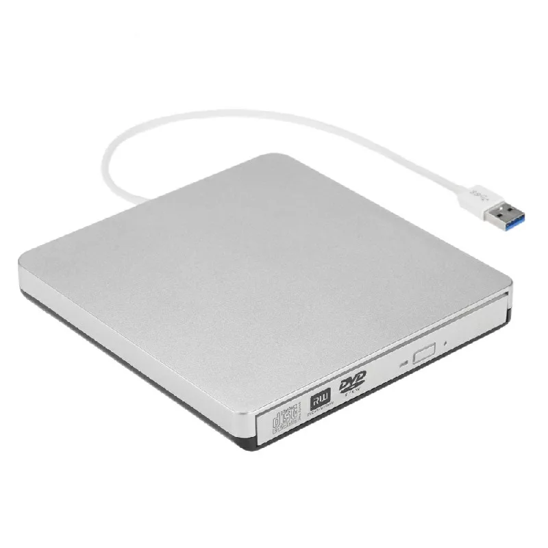 sliver USB 3,0 портативный ультра тонкий внешний CD-RW DVD-RW CD DVD rom плеер привод писатель Rewriter для ноутбука ПК рабочего стола - Цвет: sliver