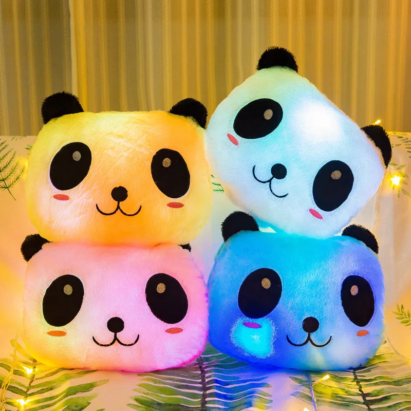 

35CM Led Light Toys Gift For Kids Children Girls Creative Toy Luminous Pillow Soft Stuffed Plush Glowing Colorful Panda Cushion