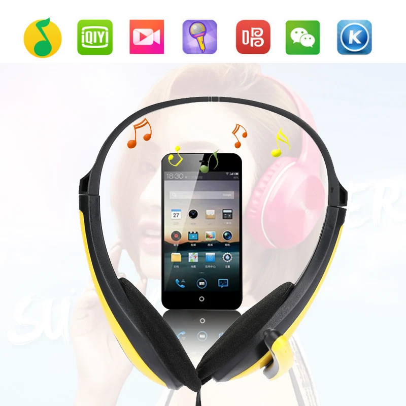 

Wired Headphone Earphone With Microphone 3.5mm For Smart Phone Laptop PC MP3 Audio Over The Ear Headset HD Stereo Super Bass