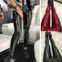 qickitout sexy elastic stretch skinny pants women high waist push up leather black leggings jeggings