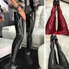 Женские Эластичные облегающие брюки Qickitout, черные кожаные леггинсы с эффектом пуш-ап и высокой талией, джеггинсы