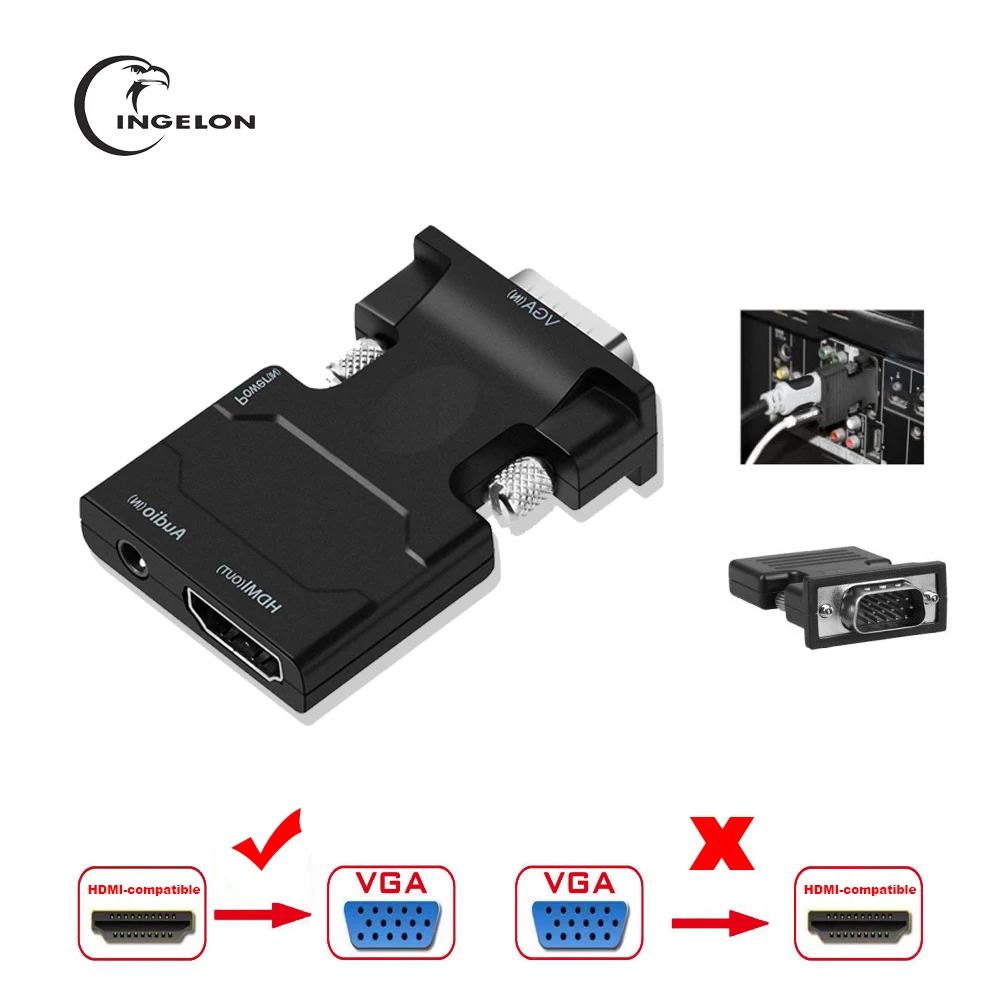 INGELON 1080P HDMI-совместимый Женский адаптер-Переходник VGA с 3 5 мм стерео аудио кабелем