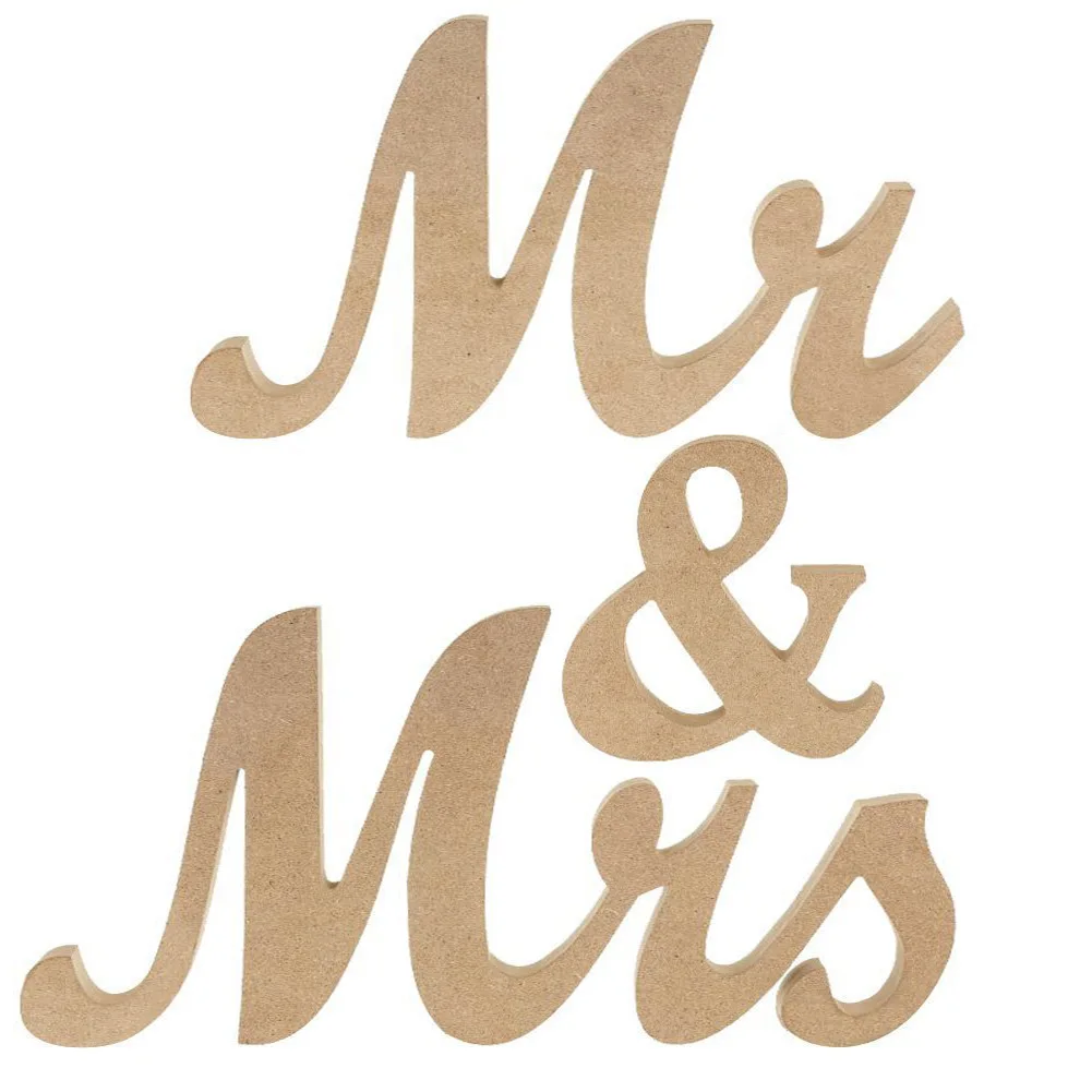 

Wooden Mr & Mrs Wedding Decoration Party Supplies Photograph Props English Word Silver Golden Powder Table Display Oranments