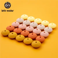 lets make beads silicone wholesale 20pcs lentil silicone beads 15mm jewelry beads soft chew teething diy charm necklace teether