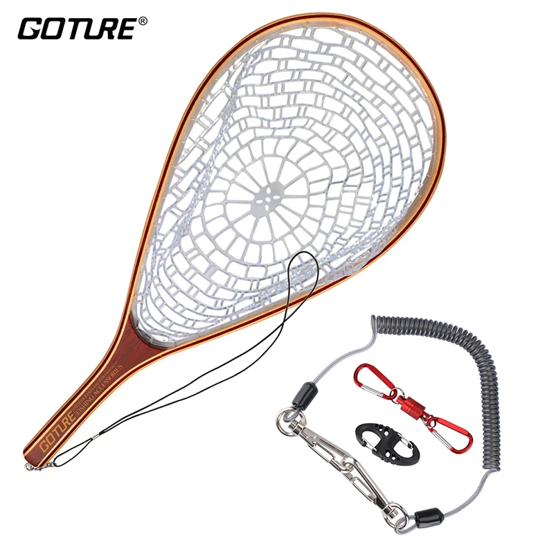 

Goture Fly Fishing Trout Landing Net Set Monofilament Nylon Fishing Network with Lanyard Rope and Magnetic Buckle Fishing Tools