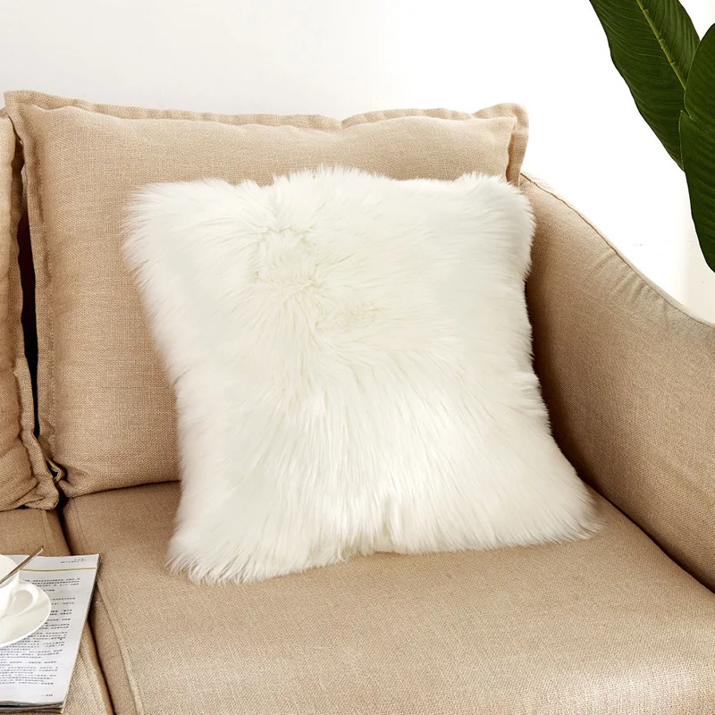 

40/45/50/60 cm plush cushion cover plain soft hug pillowcase thickening household square pillowcase sofa living room decoration
