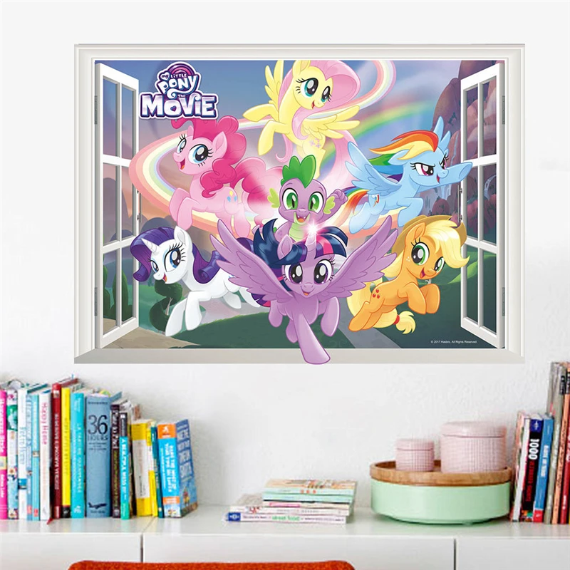 My Little Pony 3D наклейки на стену для детской комнаты домашнее украшение аниме постеры из фильма поделки ПВХ мультфильм Единорог наклейки на стену