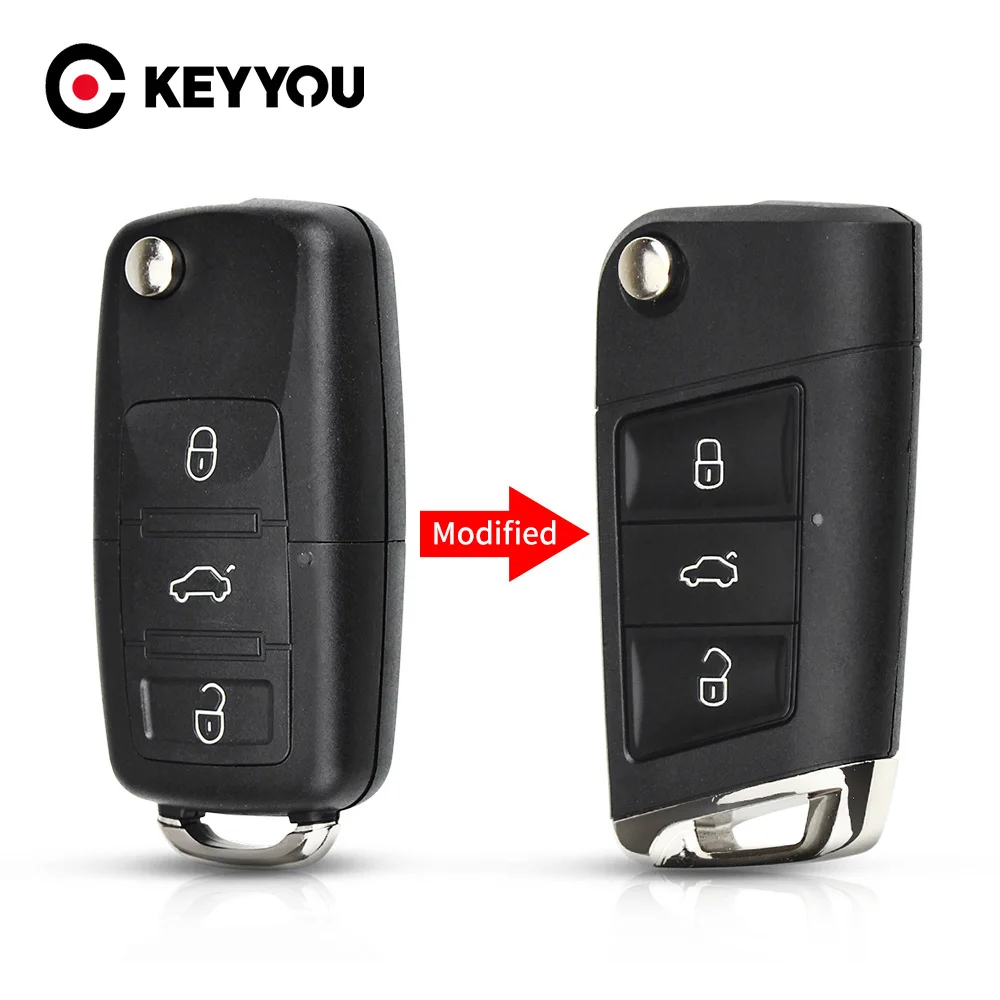 Складная задняя крышка KEYYOU 10x3 кнопок с лезвием для Volkswagen VW Golf 7 Jetta Passat Beetle Polo Bora |