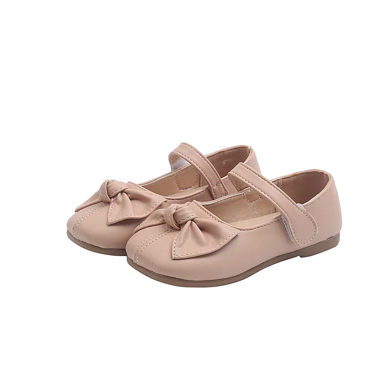 Girls Leather Shoes Kids Flats Bowtie Mary Janes For Big Children Baby Princess White Black Single Shoe Toddlers |