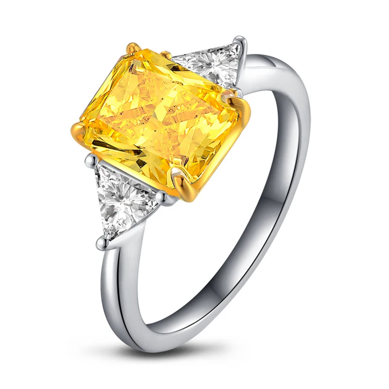 

Knobspin Luxury 100% 925 Sterling Silver Yellow Wedding Engagement Rings For Women High Carbon Diamond Fine Jewelry Wholesale