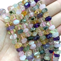 wholesale 100 natural amethysts lemon citrines prehnite mix wheel faceted stone beads for jewelry making diy bracelet 8 11mm