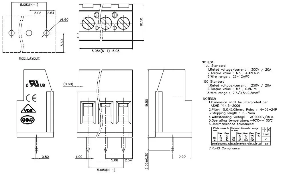 KF129 5,08 2P 3PIN PCB универсальные Винтовые клеммные блоки DG129 5,08 мм 2PIN 3PIN MKDS 3/2-5,08 1711725 Феникс контакт DEGSON KEFA