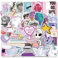 50PCS set Pretty Vaporwave Stickers Waterproof DIY Laptop Phone Guitar Suitcase Moto Skateboard Abstract Art Sticke