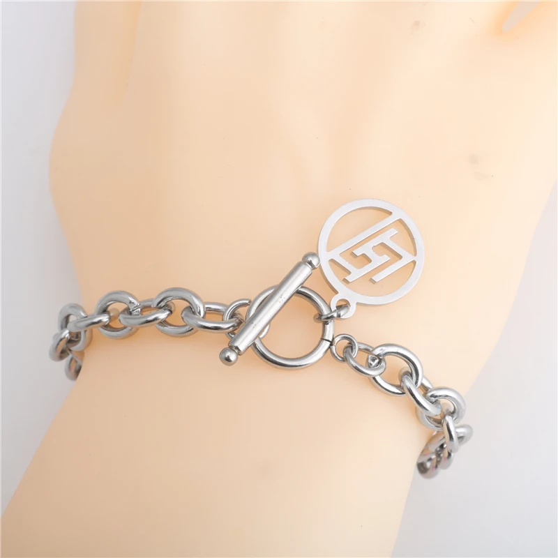 

Stainless Steel men bracelet bracelets for women couple bracelet punk Hip hop LH7 word buckle O-shaped chain bracelet