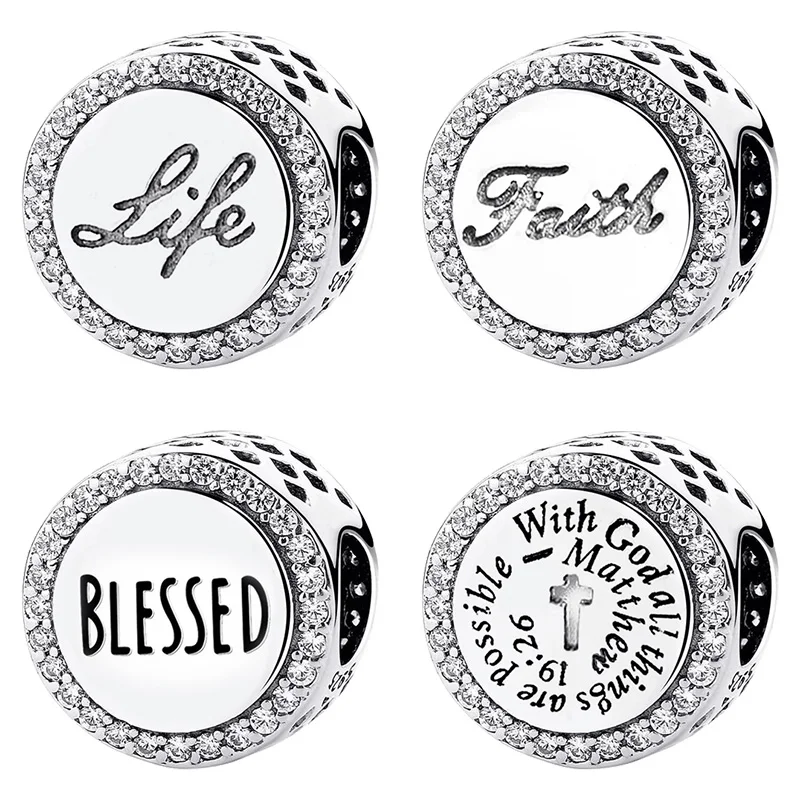 Дизайнерский крест Бог 925 Чистое серебро плавающее Амулеты Бусы подходят