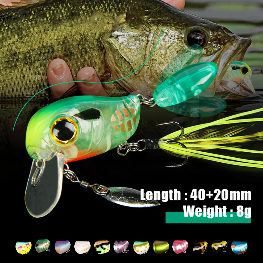 

40mm 8g Crankbait Trout Fishing Lures Wobbler Spinner Crank Artificial Bait Shallow Area Bass Topwater Popper Surface Lure