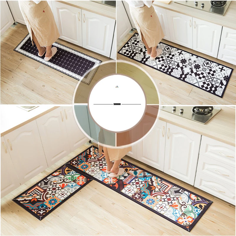 Кухонный геометрический Придверный коврик противоскользящий влагопоглощающий