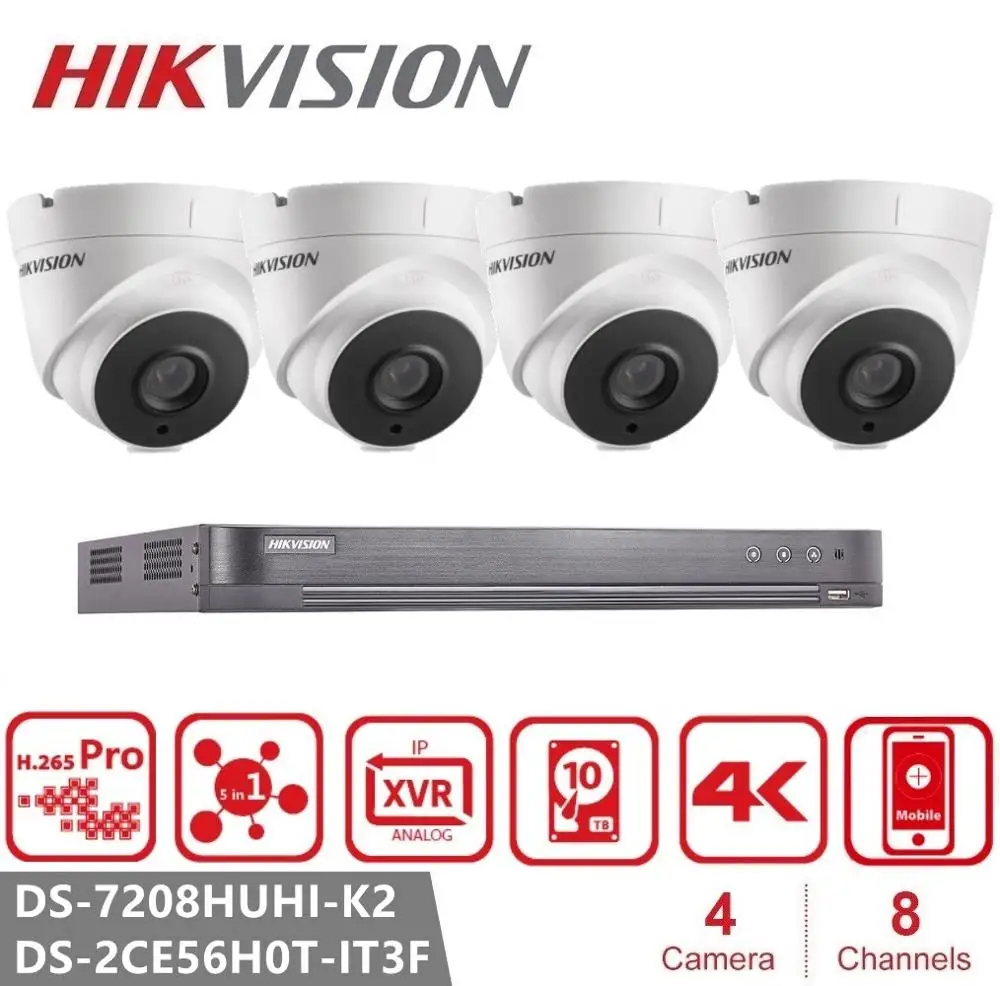 Hikvision 8CH 5MP домашняя видео система безопасности 5IN11080N HDMI DVR + 4 шт. Крытый/Открытый