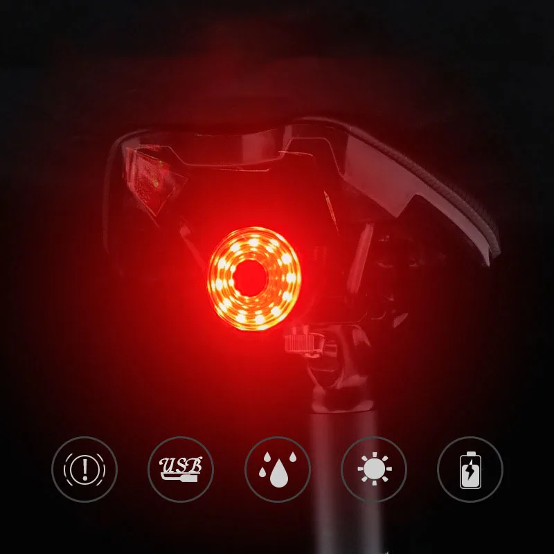 

Bicycle Tail Light Usb Charging Intelligent Brake Sensor 3 Modes MTB Warning Bike Accessories Rechargeable Cycling Rear Light