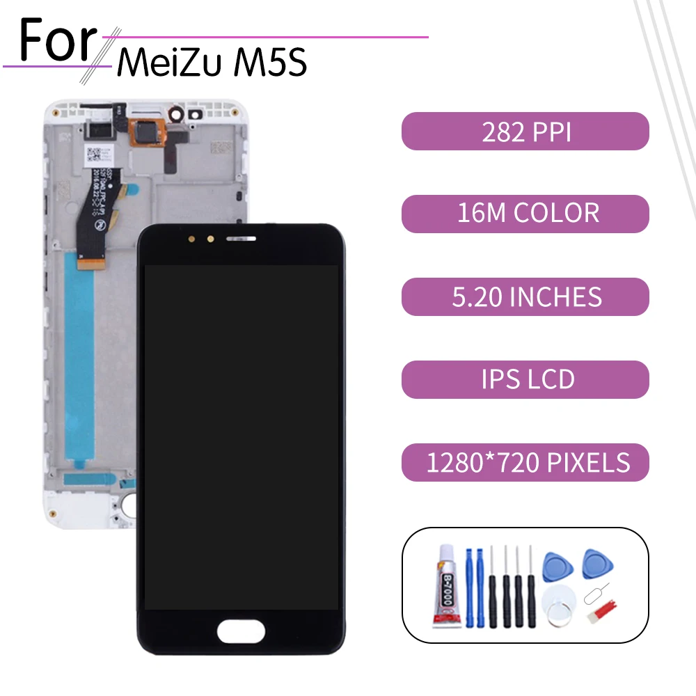 ЖК дисплей 5 2 &quotOEM для MEIZU M5s Meizu с рамкой замены M612H M612M M612Q|Экраны мобильных