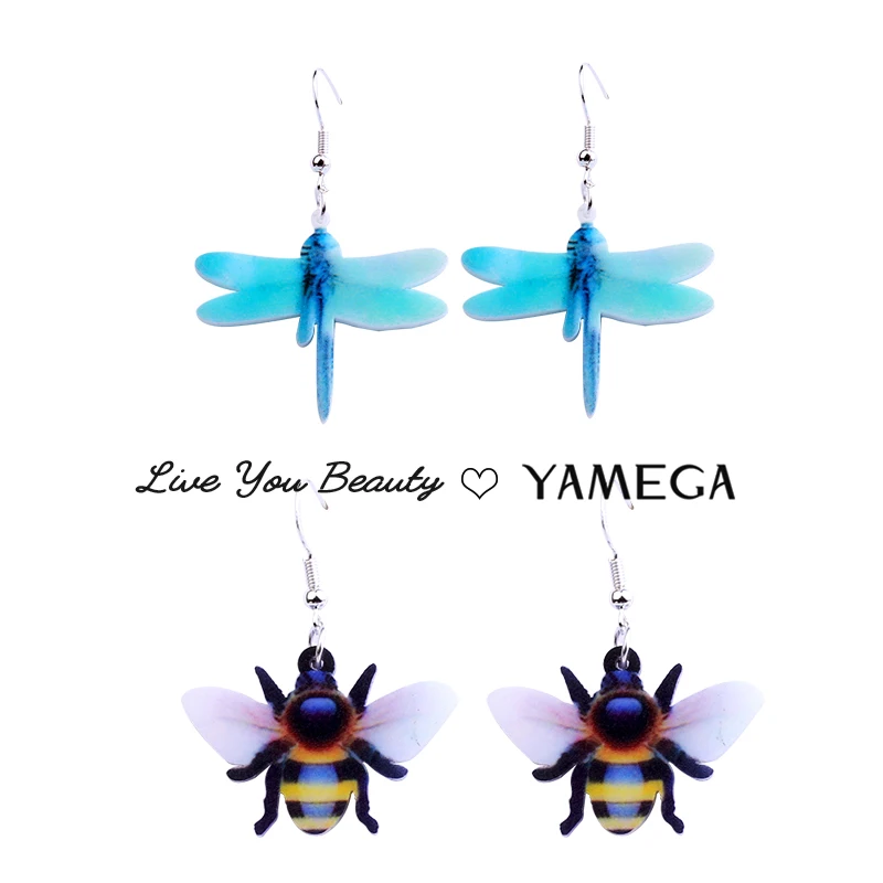 Новые серьги в виде стрекозы массивные полимерные милые Висячие забавные пчелы