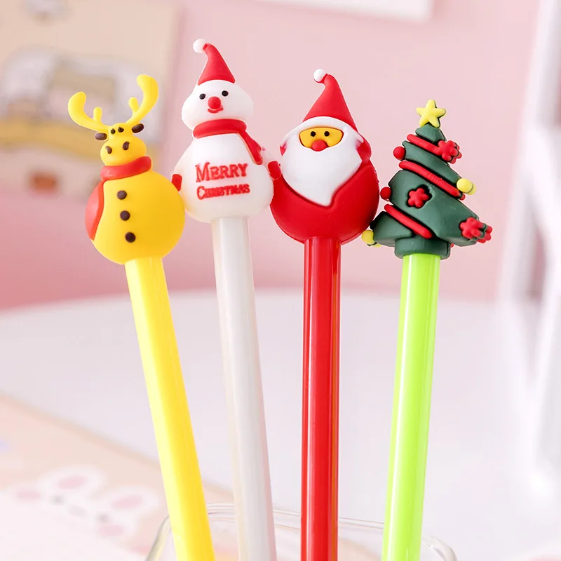 20Pcs/Lot Christmas Cute Gel Pen Decorations Santa Gift Box Cartoon Kawaii Neutral Pens for Students in School Office Stationary - купить по