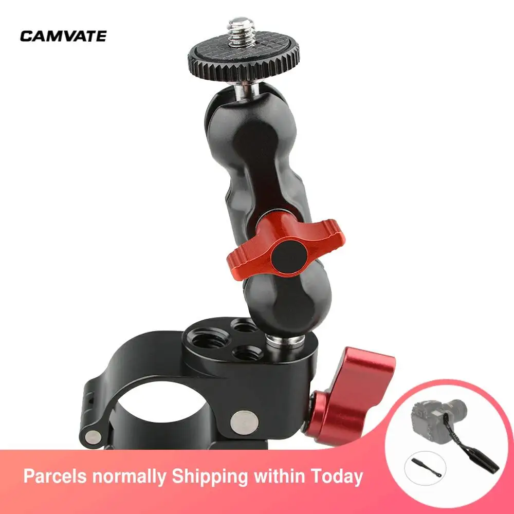 

CAMVATE 360° Swivel Ball Head Mount With 1/4" Threaded Hole + 25mm Rod Clamp For Monitor,Video Light,Flash,Microphone,Mounting