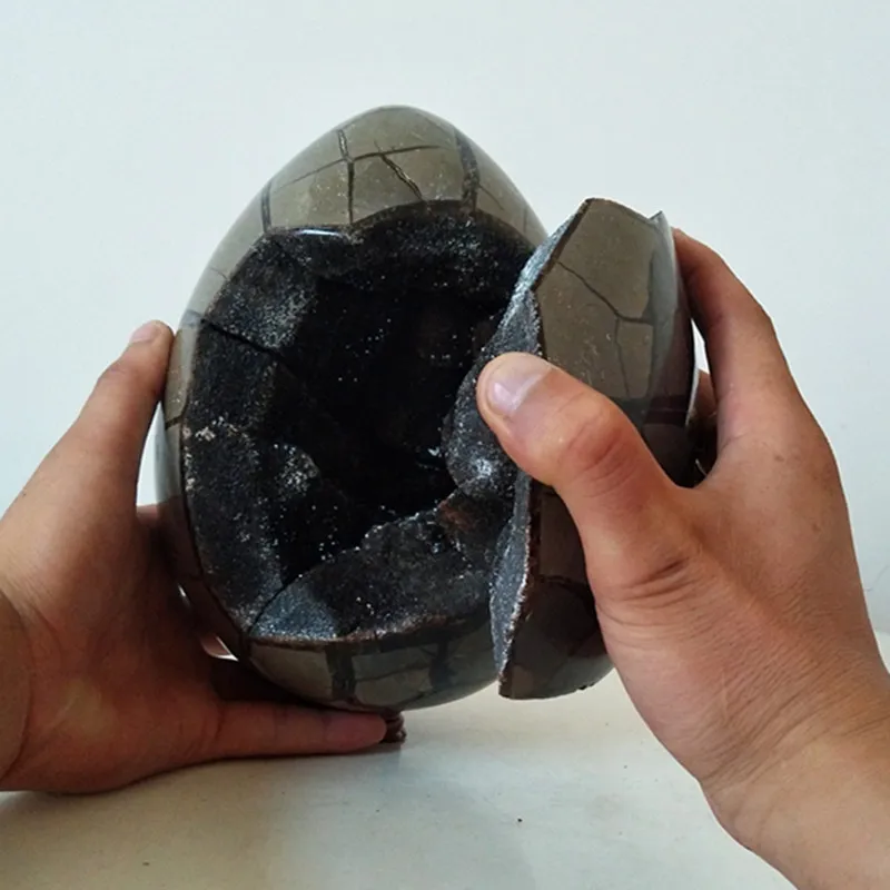 Гигантский натуральный жеод кристаллы яйцо Septarian камень Дракон яйца Идеальный
