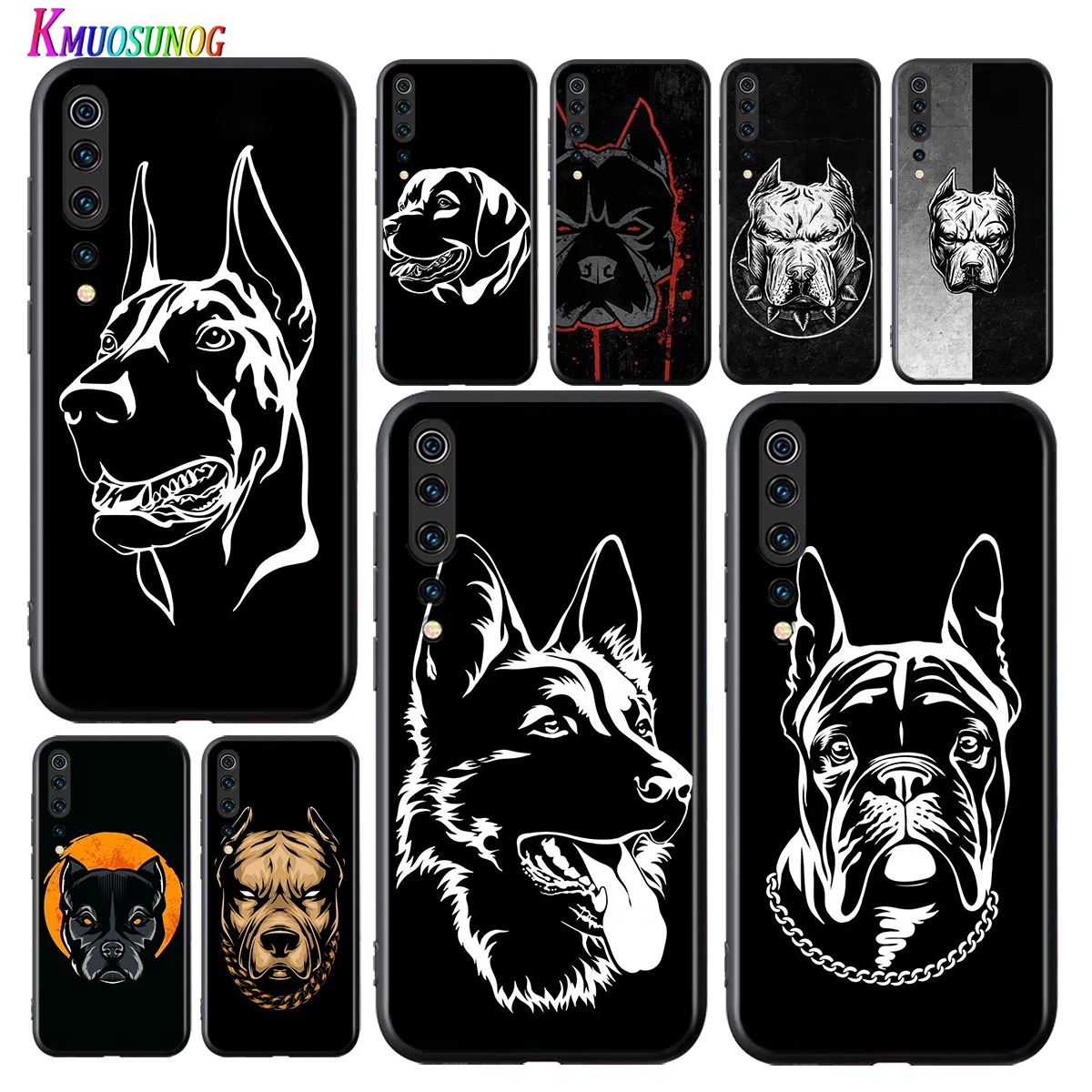 

Cute Pitbull Dog Art For Xiaomi Mi 11 11i 10T Note 10 9T 9 SE 8 Lite Pro Ultra 5G Black Phone Case