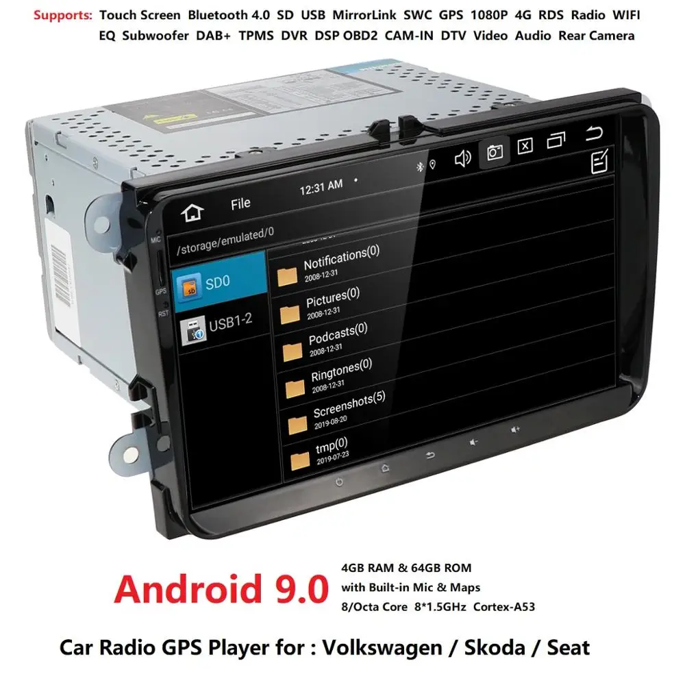 Новинка! " Android 8,0 автомобиля gps навигации для VW Volkswagen Skoda Golf 5 Golf 6 POLO PASSAT B5 B6 Jetta Tiguan dvd плеер BT, RDS 4G