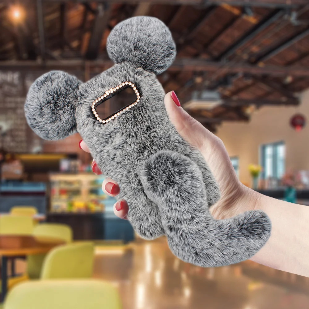 Милый плюшевый дизайнерский чехол для телефона с мышкой сохраняющий тепло