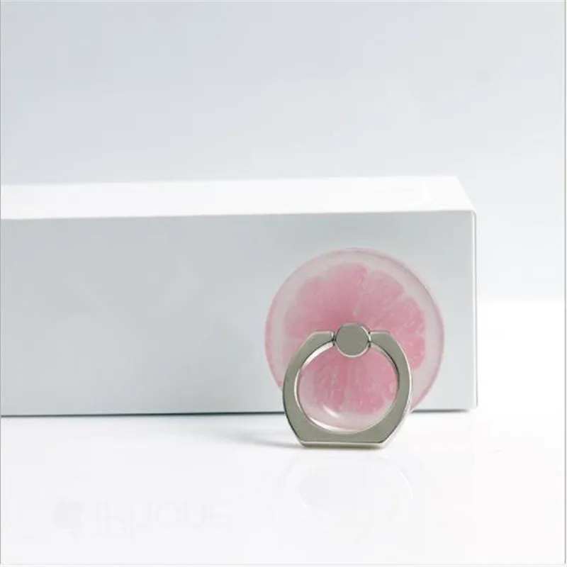 Pink Lemon Мобильный телефон кронштейн мультфильм кольцо с фруктами Пряжка Кронштейн 360 градусов вращающийся ленивый кронштейн для столешницы палец держатель телефона кольцо держатель - Цвет: Pink Lemon