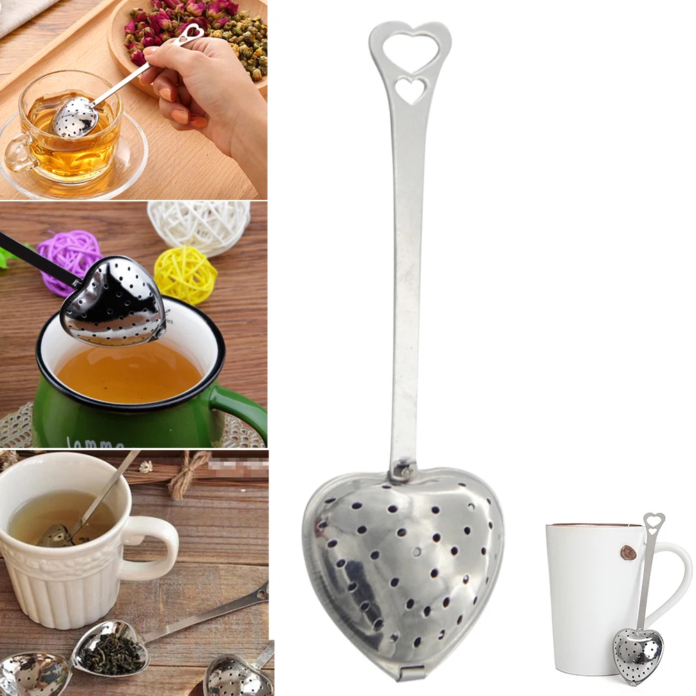 1 шт. ложка-ситечко для чая из нержавеющей стали практичная в форме сердца ситечко