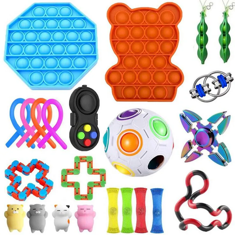 

23PCS Sensory Fidget Toys Set Stress Relief Hand Toys For Adults Kids ADHD ADD Anxiety Autism Push Pop Bubble Classic Play Toy