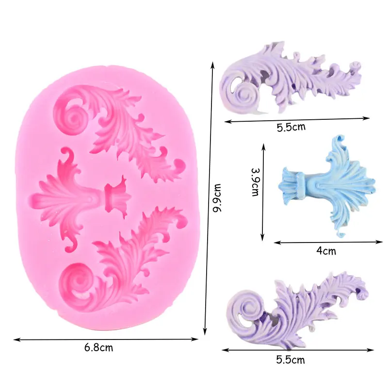 Прокрутки рельефа силиконовые формы для выпечки листья помадка кекса торт