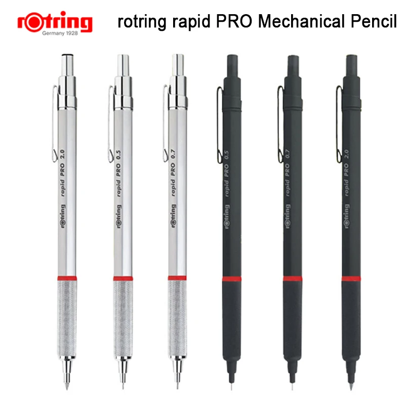 Автоматический механический карандаш Rotring Rapid Pro 0 5 мм/0 7 мм/2 мм серебристый/черный