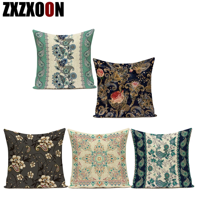 

Декоративные подушки, чехол с цветочным рисунком, мандала, полиэстер с геометрическим принтом, для дивана, чехлы на подушки для дома, для гос...