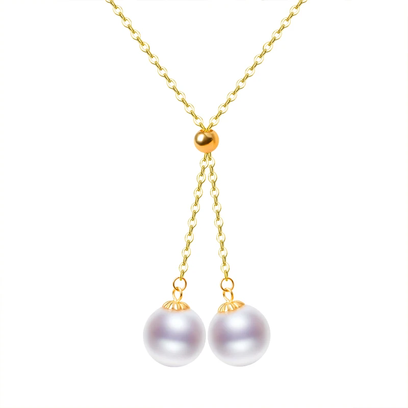 

ZHIXI чистое ожерелье из 18-каратного желтого золота, подвеска, жемчужная бижутерия Au750, натуральный freshwter 7 мм, изящный женский подарок для вече...