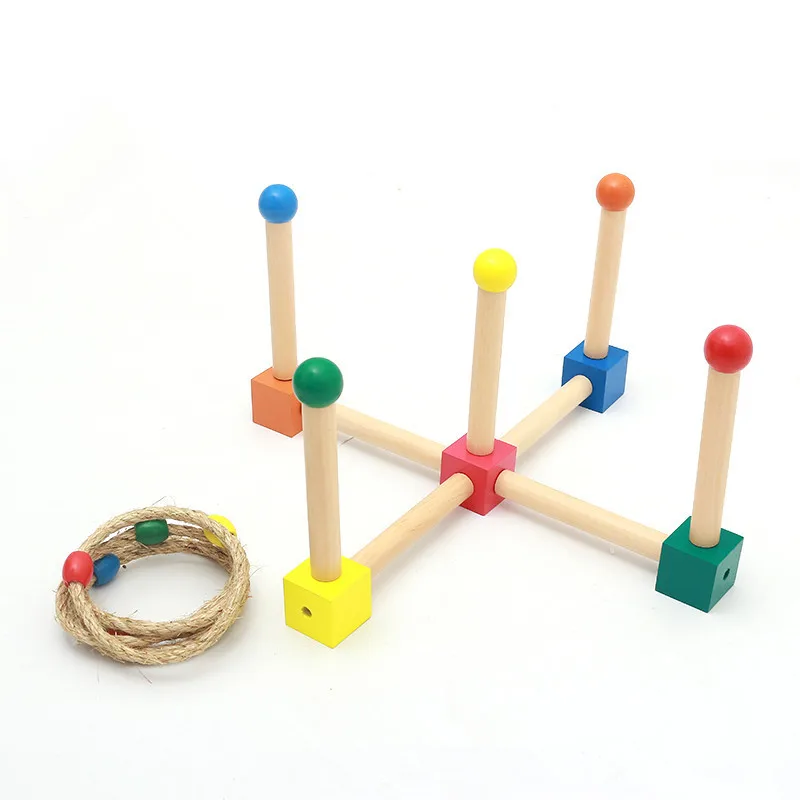 Wooden Montessori Toys Hand-Eye Coordination Trainning Ring Toss Game for Children Baby Color Sorting and Matching Screwing Work tower collapse game hand and eye coordination games educational toys for family fun children and parent entertainment