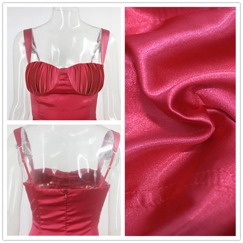 Женское атласное платье без рукавов Fuedage Клубное облегающее мини с открытой