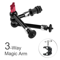 3 way foldable metal rig magic arm super crab clamp for lcd led monitor light flash slr dslr photography camera accessories kits