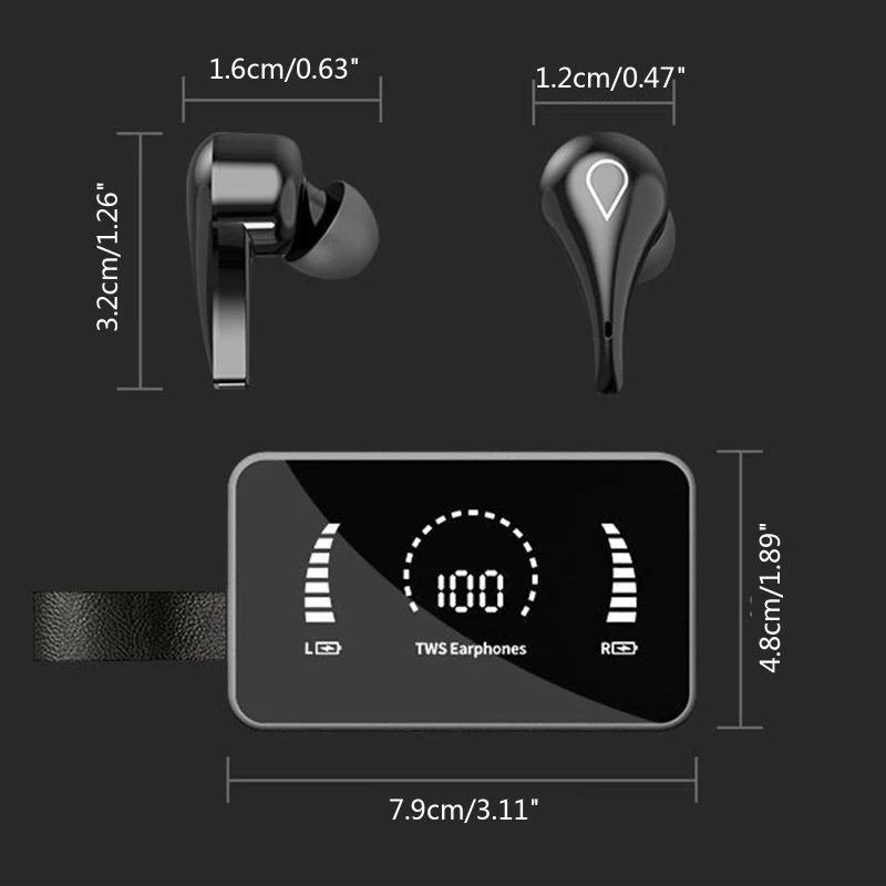 

XX9A One Touch Headset Binaural LED Digital Display Sports with Fast Charging Case Automatic Pairing with Microphone Stero