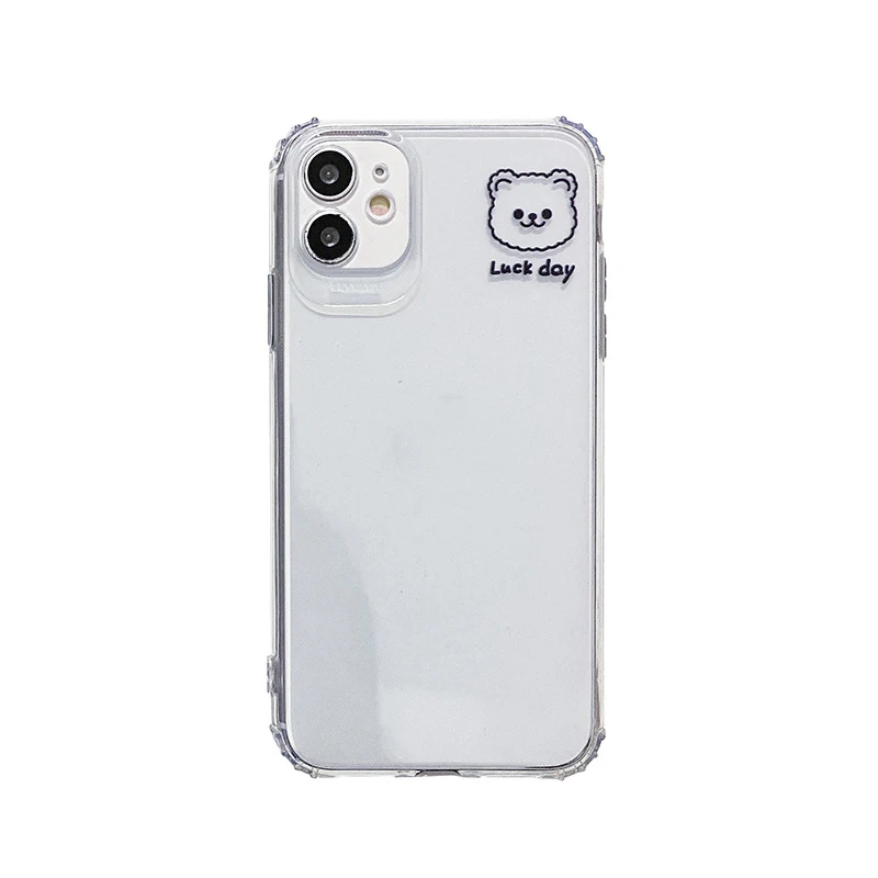 

Ultra Thin Clear Phone Case For Iphone 11 12 Pro Happy Day Cute Little Bear For Iphone X XR XS Max 7 8 Silicone Soft Shell