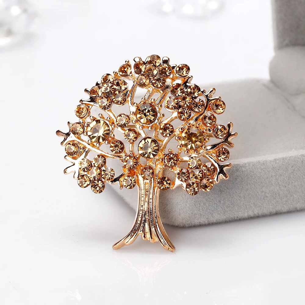 Новое поступление винтажные броши в форме дерева брошь из смолы с кристаллами