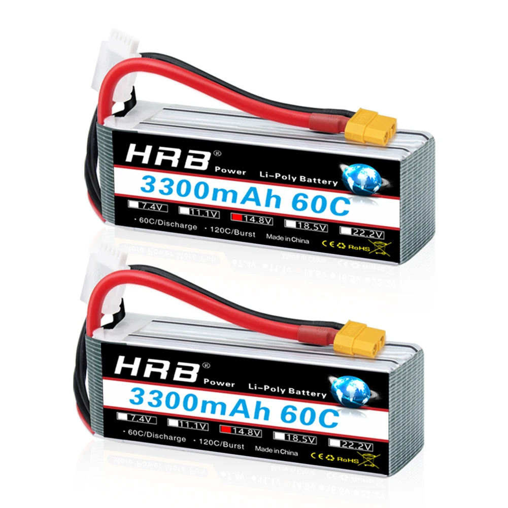 2 шт. HRB 4S Lipo Батарея 14 8 v 3300 мА/ч 60C XT60 разъем для радиоуправляемого вертолета Trex 450